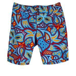 Loudmouth Gold Shorts Womens 6 Multicolor Cotton Stretch Graphic Psychedelic